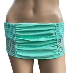 New Nicolita Paradiso Women Aquamarine Crochet Lace Panel Swim Skort Bottom Sz S